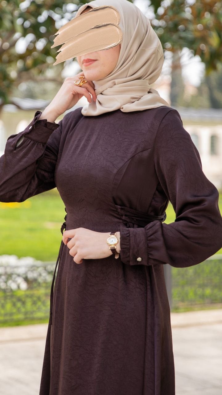 Oturan Britli Elbise 5143 - Acı Kahve