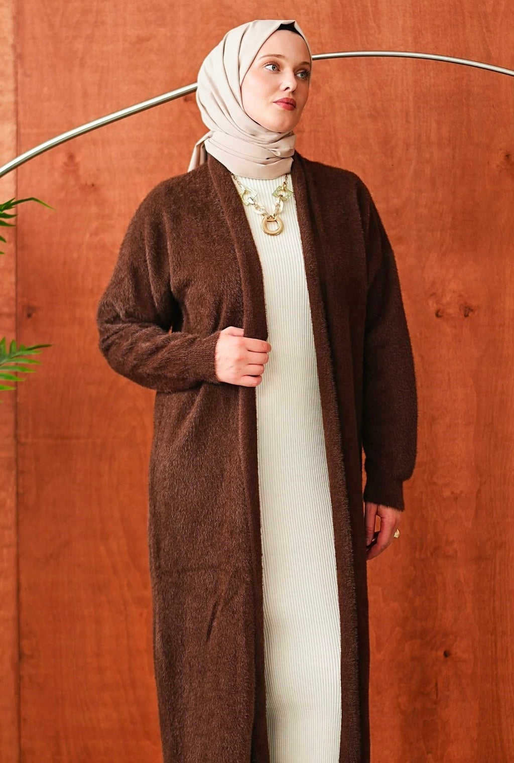 Peluş Hırka Triko - Acı Kahve