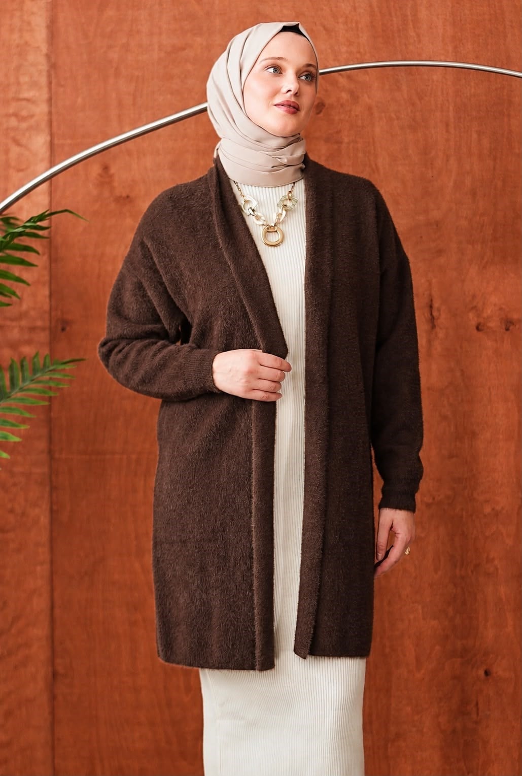Peluş Hırka Tunik - Acı Kahve