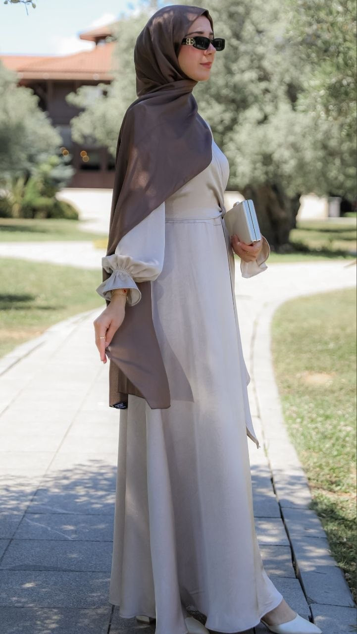 Tokalı Kloş Elbise 5154 - Bej