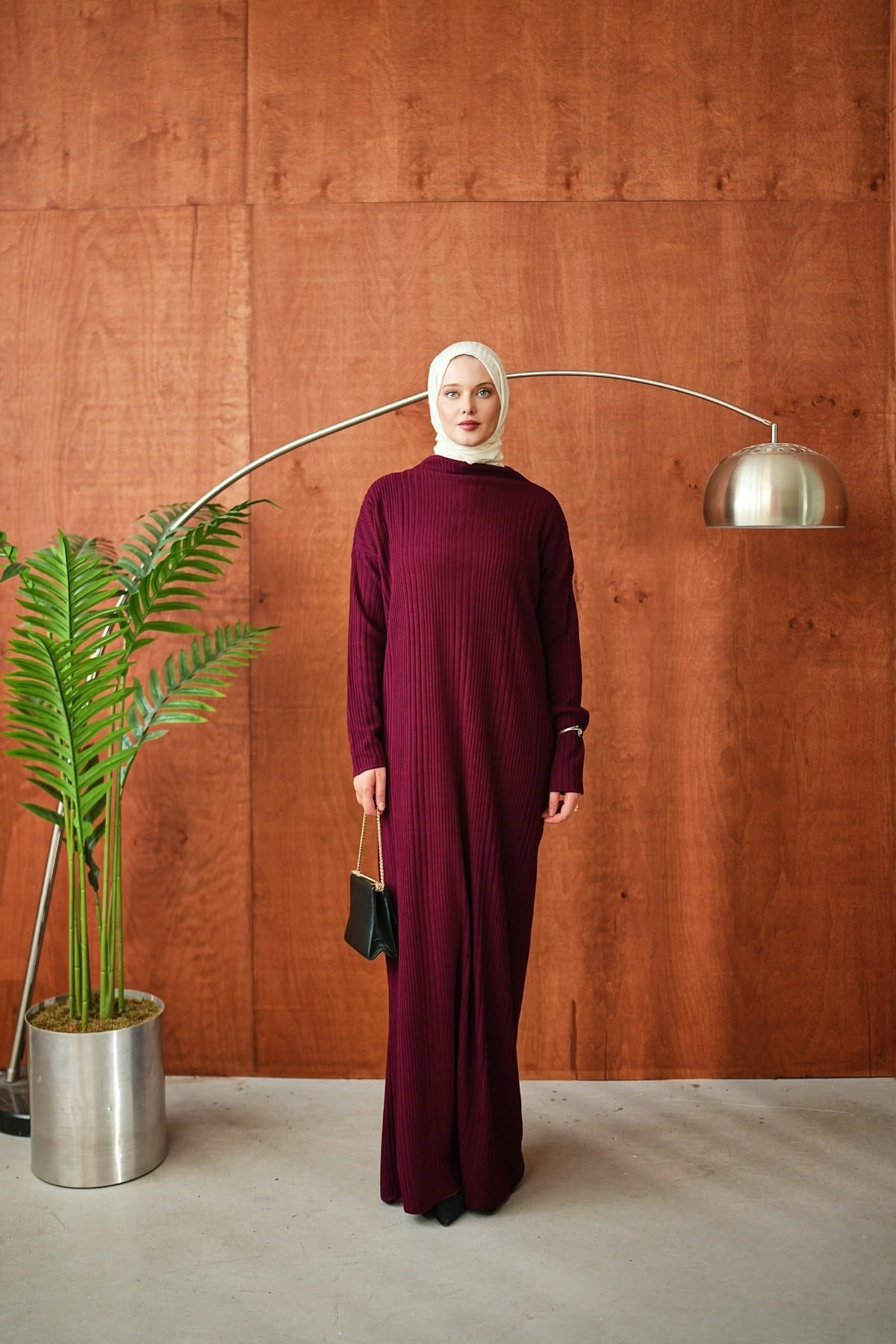 Dik Yakalı Fitilli Triko NSR2683 - Bordo
