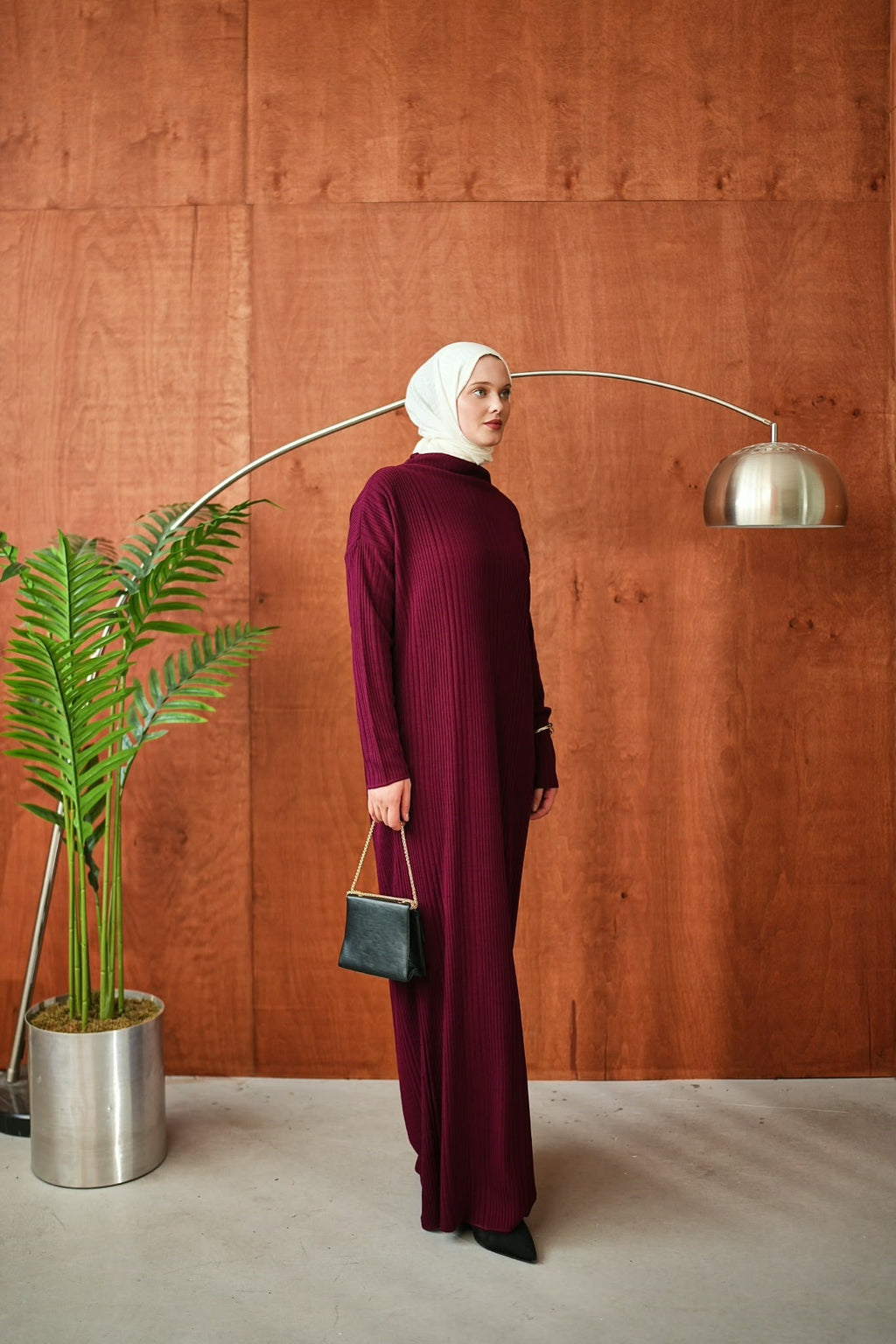 Dik Yakalı Fitilli Triko NSR2683 - Bordo