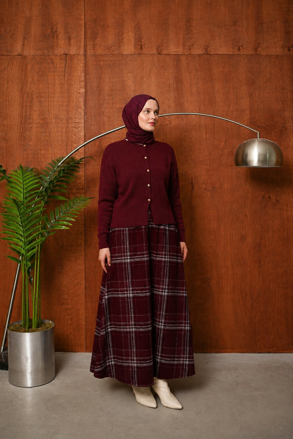 Düğmeli Triko Hırka - Bordo