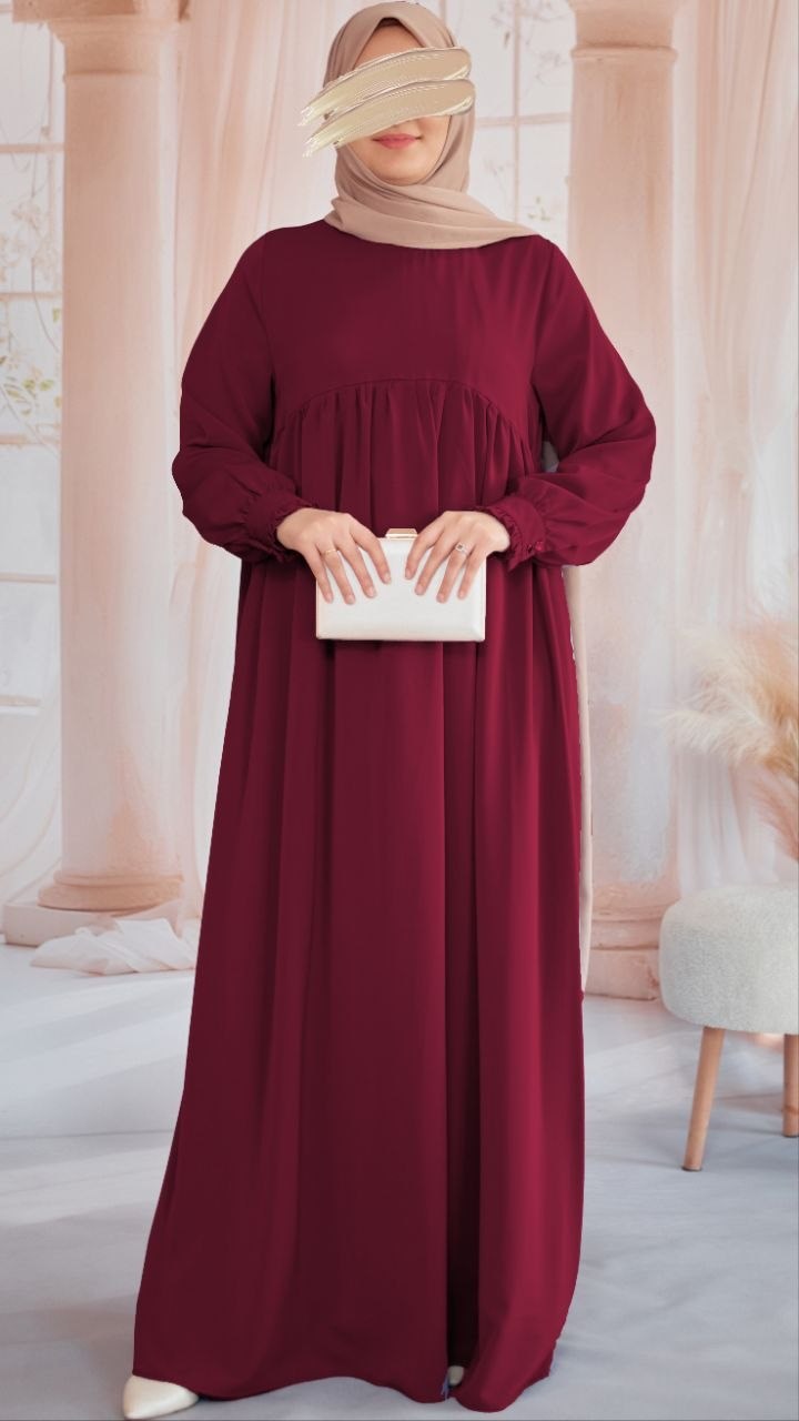 Fırfırlı Robalı Elbise 5062 - Bordo