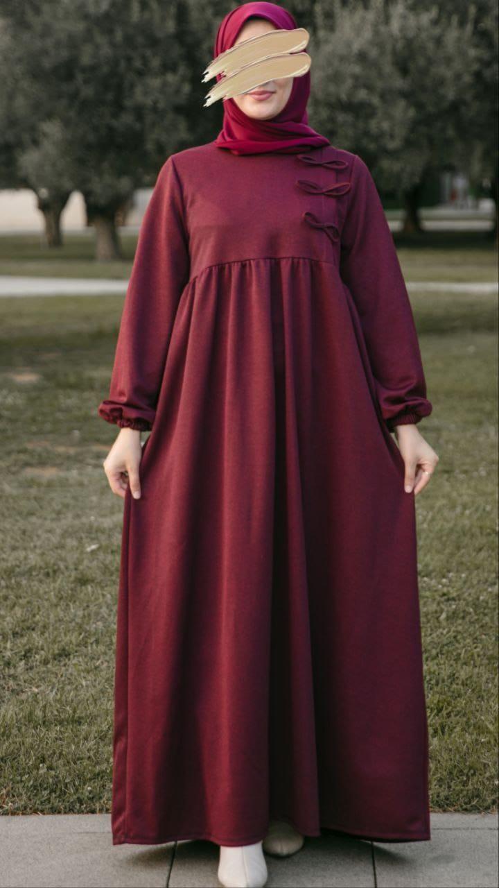 Fiyonlu Elbise Nsr 5109 - Bordo