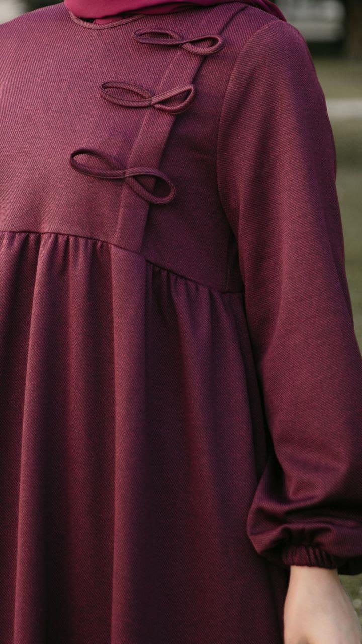 Fiyonlu Elbise Nsr 5109 - Bordo