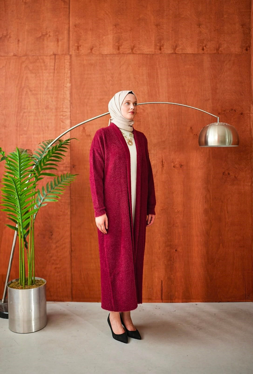 Peluş Hırka Triko - Bordo