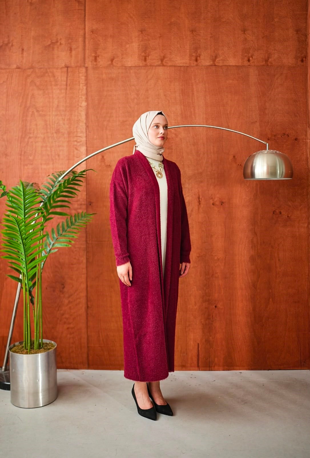 Peluş Hırka Triko - Bordo