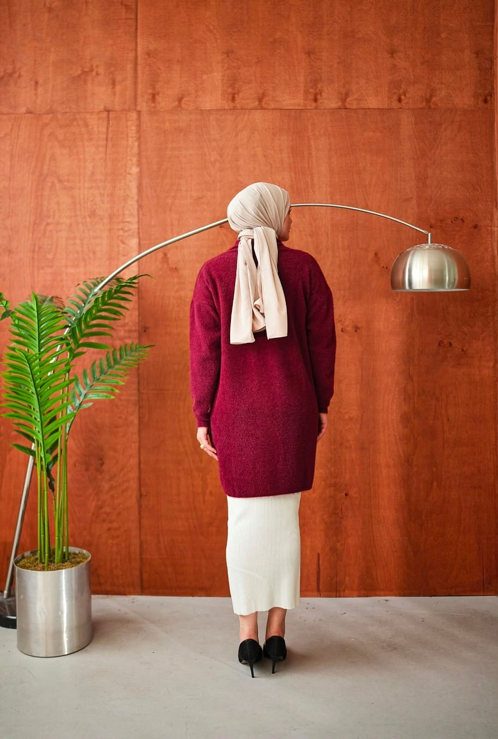 Peluş Hırka Tunik - Bordo