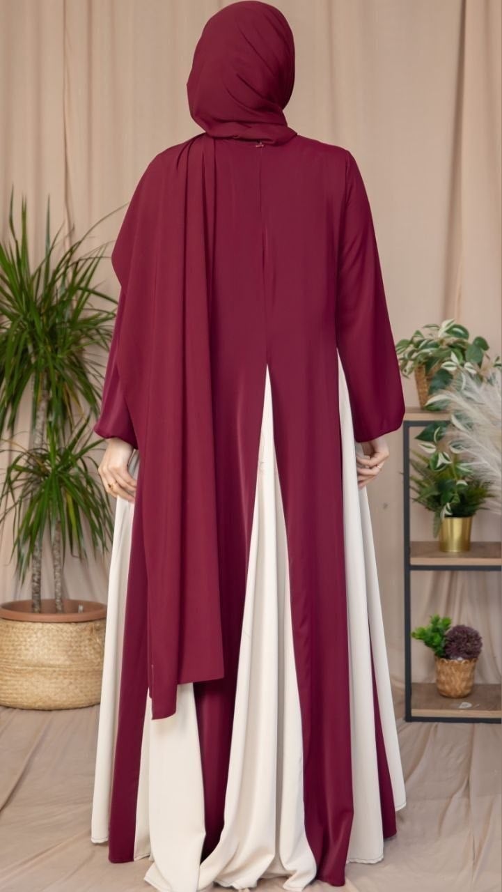 Üçgen Garnili Elbise 5080 - Bordo