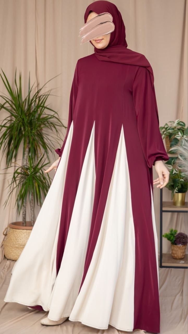 Üçgen Garnili Elbise 5080 - Bordo