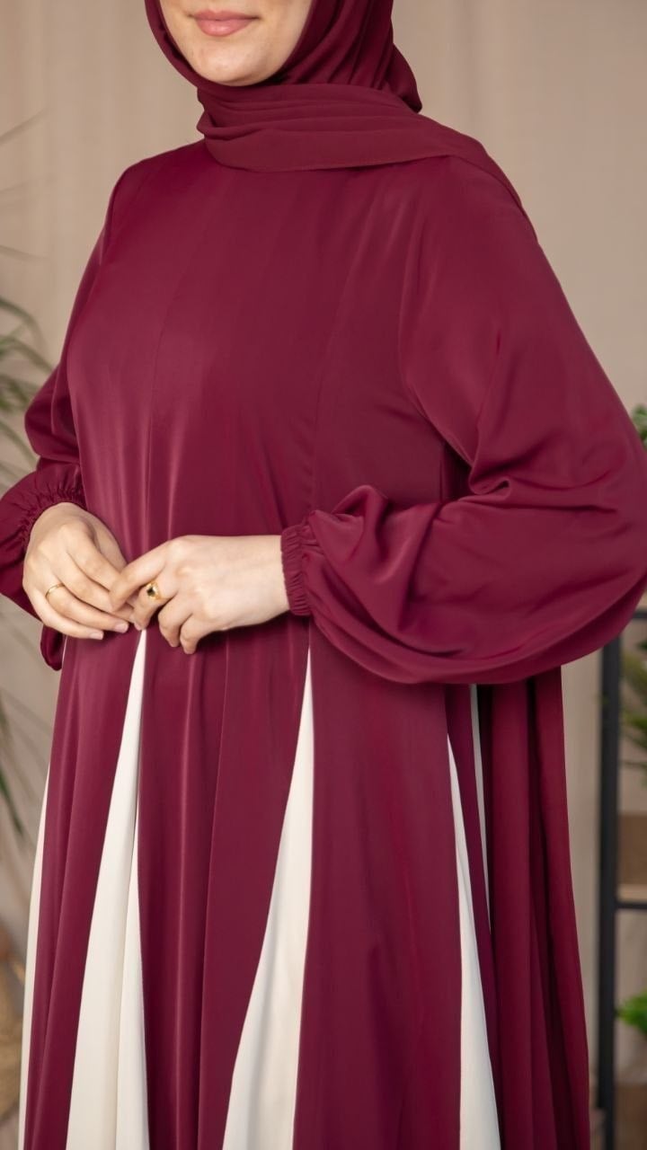 Üçgen Garnili Elbise 5080 - Bordo