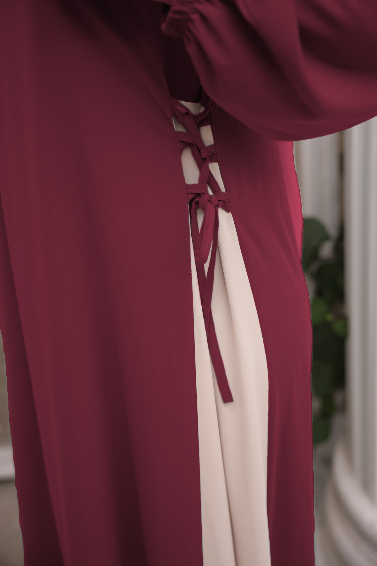 Yandan Garnili Elbise 5061 - Bordo