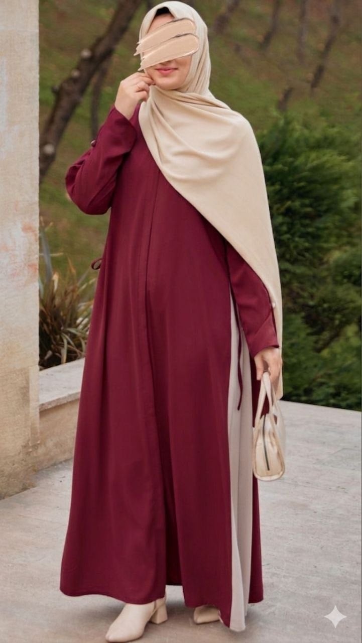 Yandan Garnili Ferace 5118 - Bordo