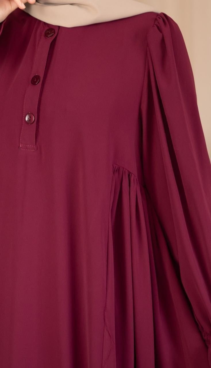 Yarım Pat Yandan Büzgülü 5073 - Bordo