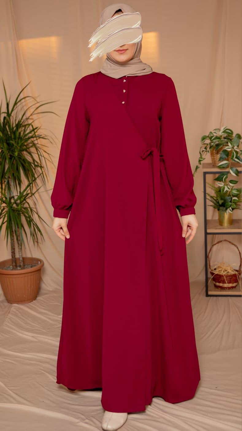 Yarım Patlı Anvelop Elbise 5122 - Bordo