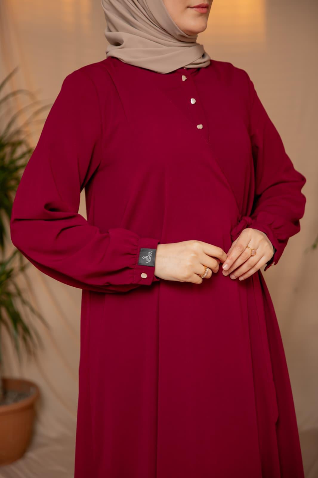 Yarım Patlı Anvelop Elbise 5122 - Bordo