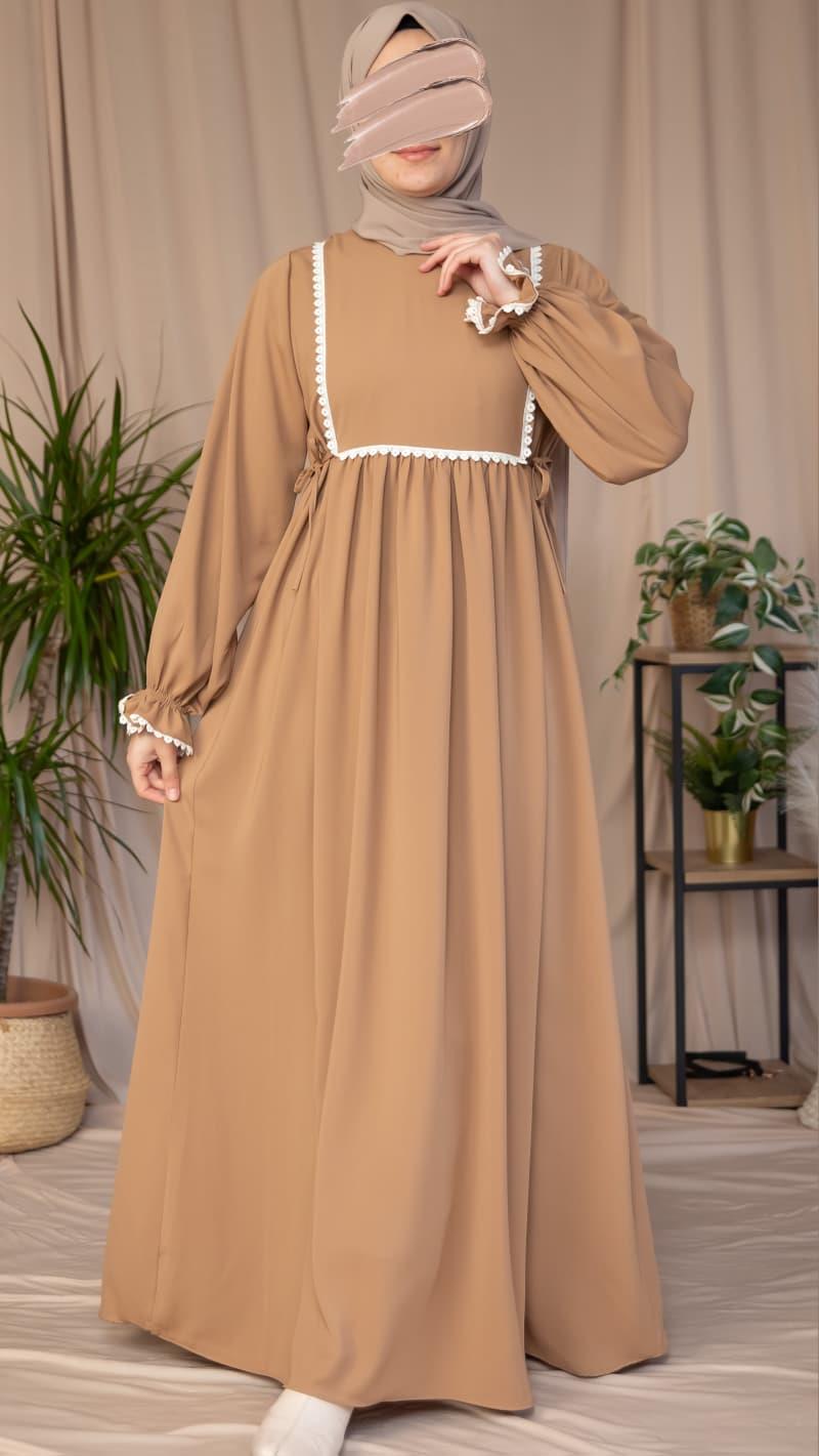Dantel Detaylı Elbise 5126 - Camel