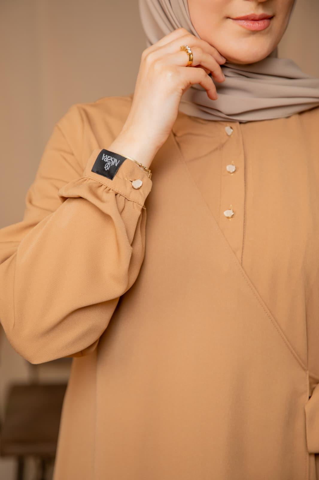 Yarım Patlı Anvelop Elbise 5122 - Camel