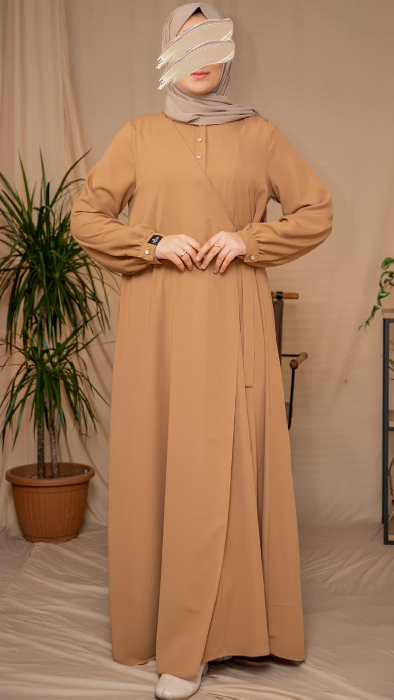 Yarım Patlı Anvelop Elbise 5122 - Camel