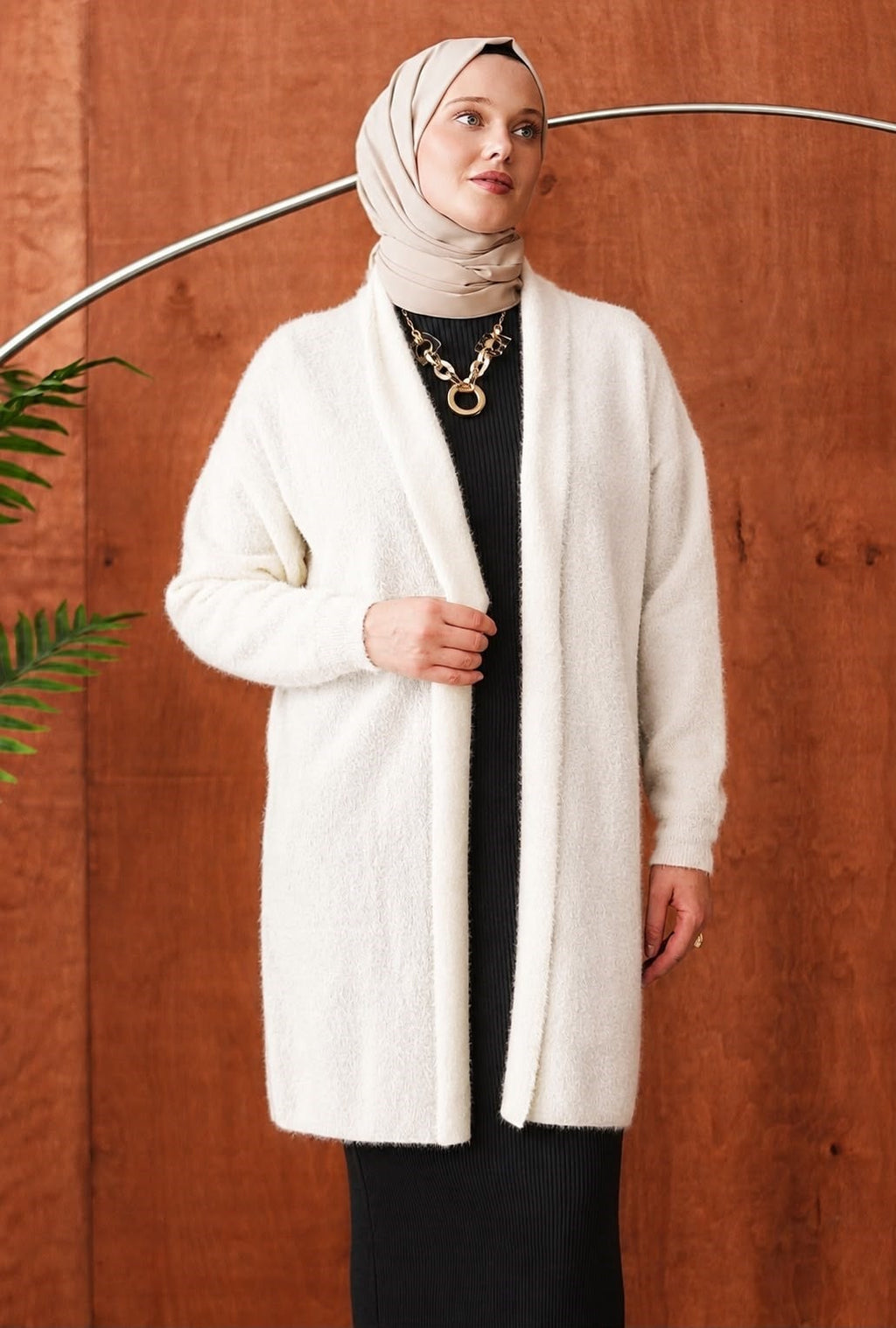 Peluş Hırka Tunik - Ekru
