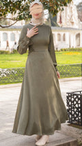 Oturan Britli Elbise 5143 - Haki