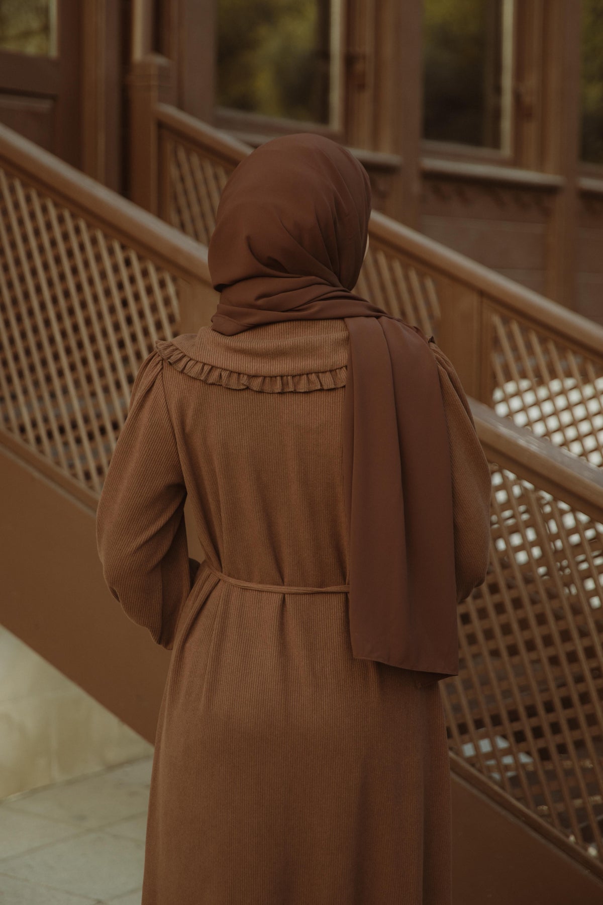 Bebe Yakalı Elbise Nsr 5106 - Kahverengi