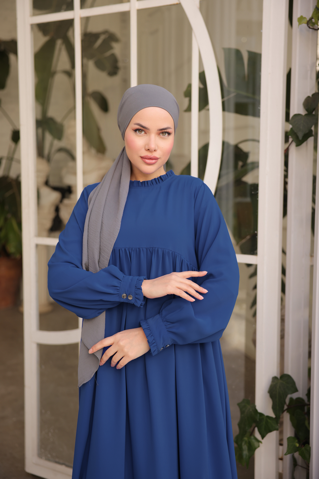Fırfırlı Robalı Elbise 5062 - Lacivert