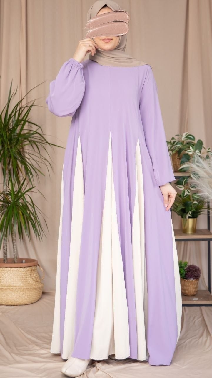 Üçgen Garnili Elbise 5080 - Lila