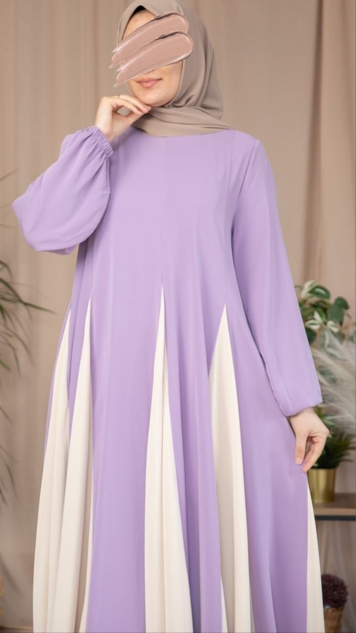 Üçgen Garnili Elbise 5080 - Lila