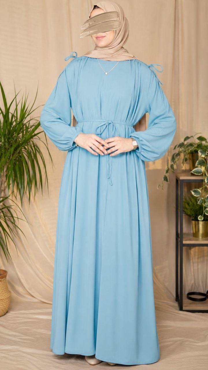 Omzu Tünel Detaylı Elbise 5063 - Mint