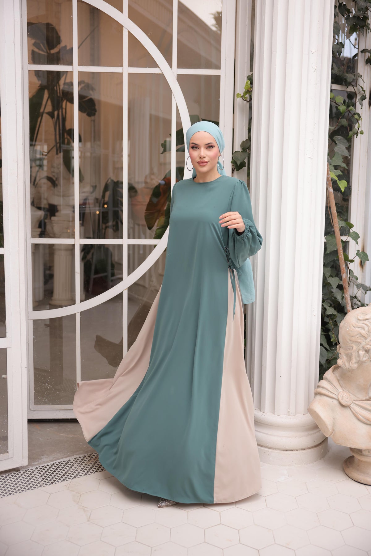 Yandan Garnili Elbise 5061 - Mint