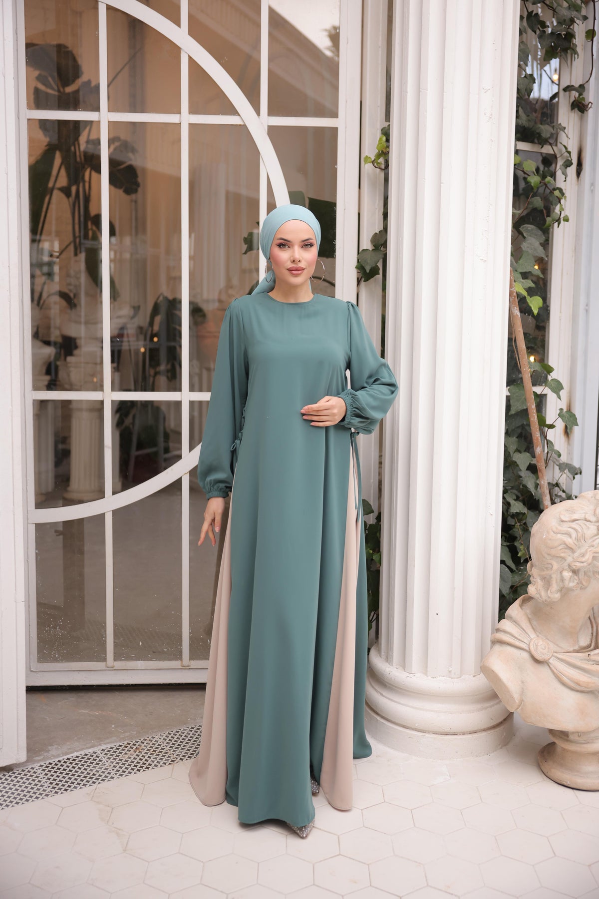 Yandan Garnili Elbise 5061 - Mint