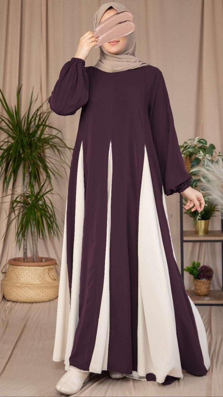 Üçgen Garnili Elbise 5080 - Mürdüm
