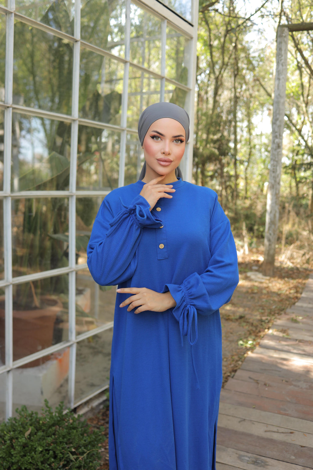 Düğme Detaylı Örme Pantolon Takım 6020 - Saks