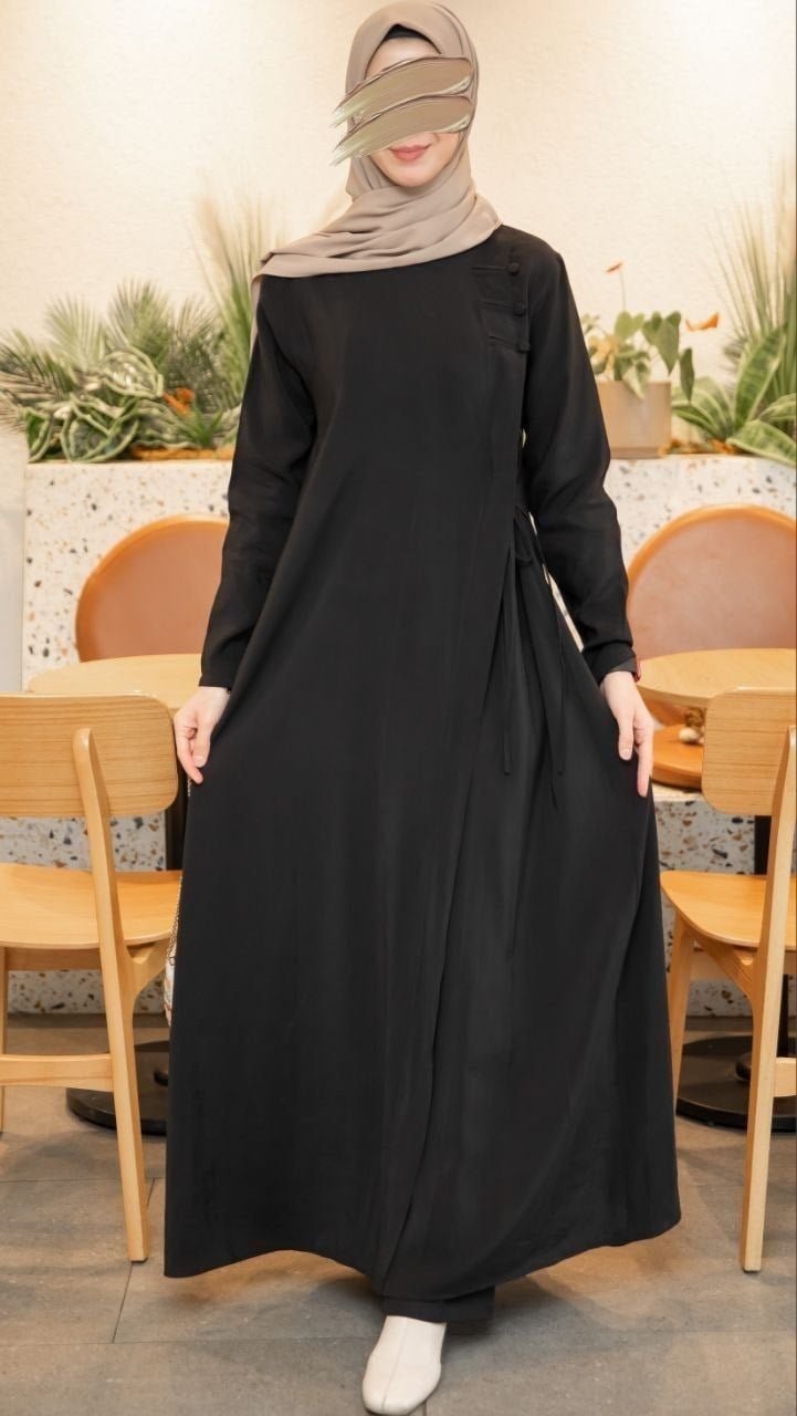 Yandan Pliseli Elbise 5141 - Siyah
